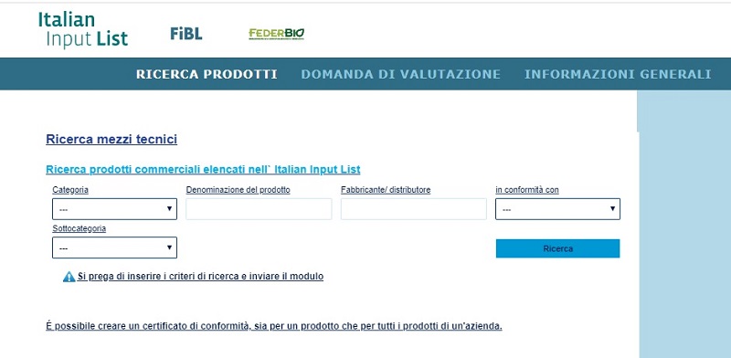 Italian Input List