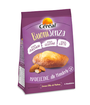 Céréal BuoniSenza: Madeleine alle Mandorle, senza zuccheri, senza glutine e senza latte